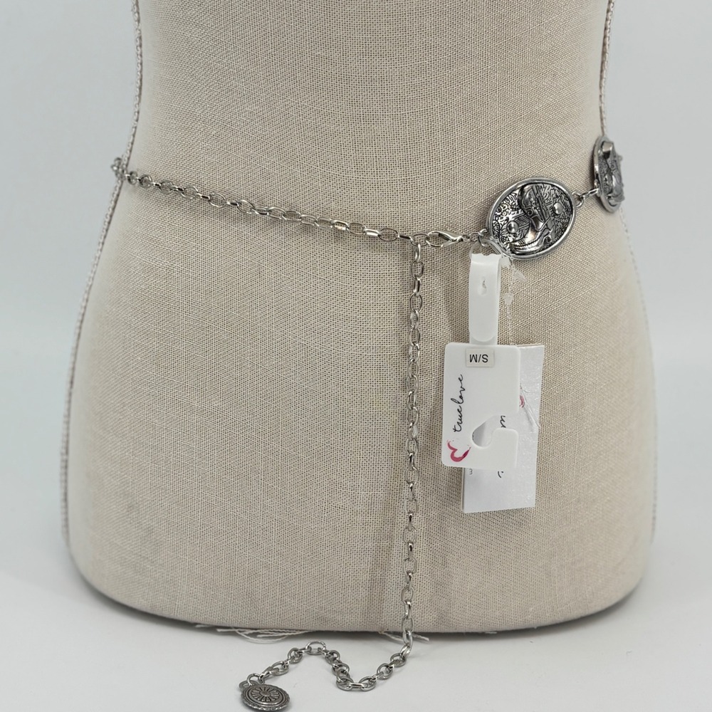 True Love Chain Belt Women S/M Silver Western Cowboy Boot Medallion Adjustable